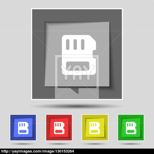 Compact Memory Card Icon Sign On The Original Five Colored Buttons