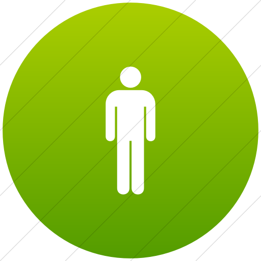 Flat Circle White On Green Gradient Aiga Toilets Men Icon