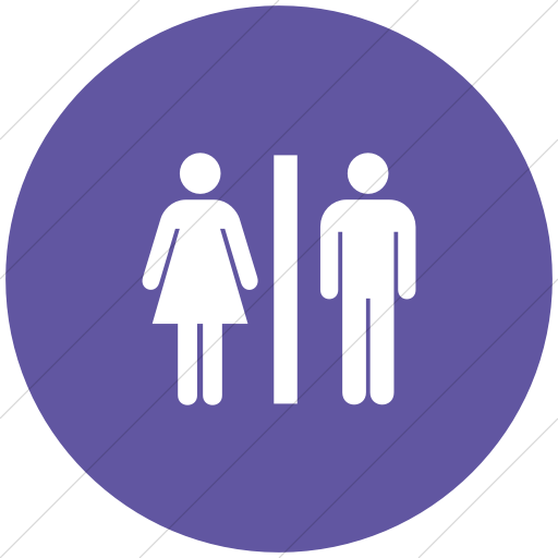 Flat Circle White On Purple Aiga Toilets Icon