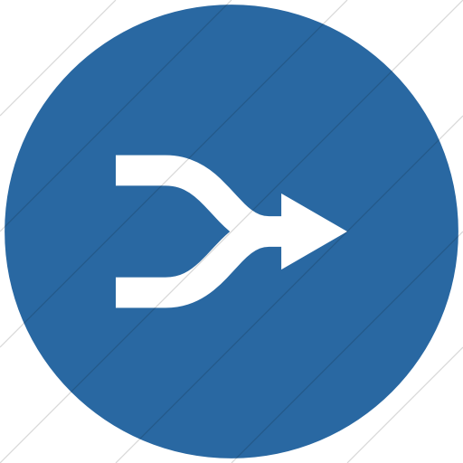 Flat Circle White On Blue Raphael Arrow Merge Icon