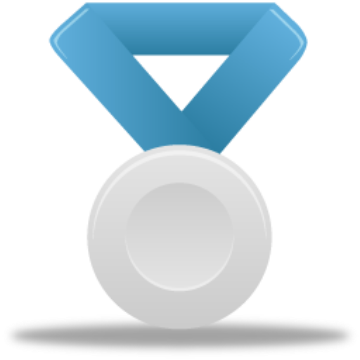 Silver, Blue, Metal Icon