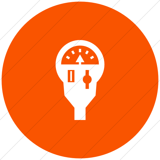 Flat Circle White On Orange Iconathon Parking Meter Icon