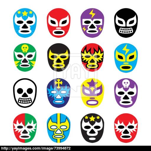 Lucha Libre Mexican Wrestling Masks Icons Vector