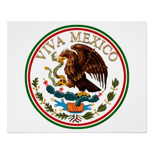 Viva Mexico Mexican Flag Icon W Gold Text Poster