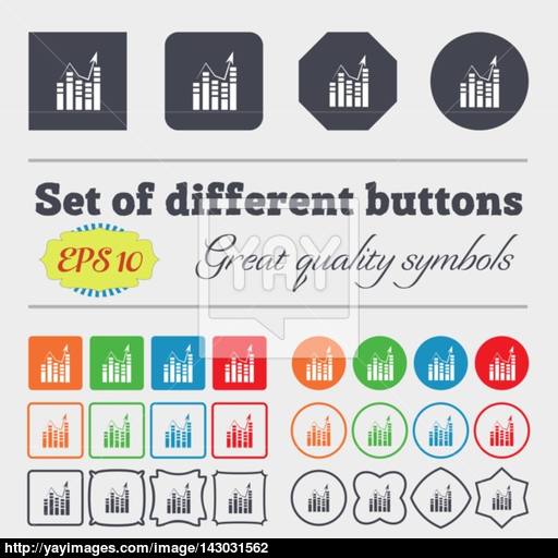 Graph Icon Sign Big Set Of Colorful, Diverse, High Quality