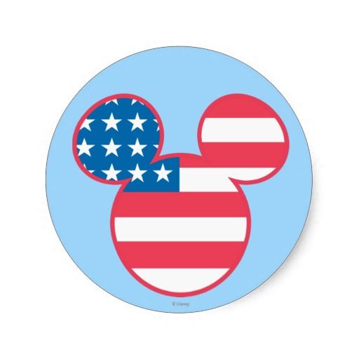 Holiday Mickey Mouse Head Flag Icon Classic Round Sticker