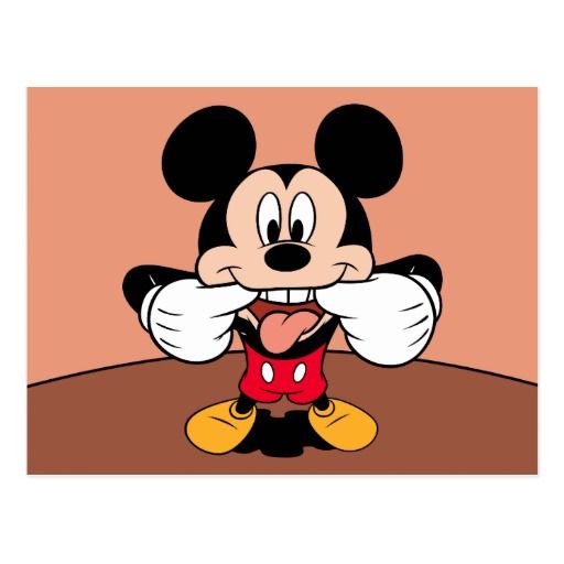 Modern Mickey Sticking Out Tongue Postcard Disney