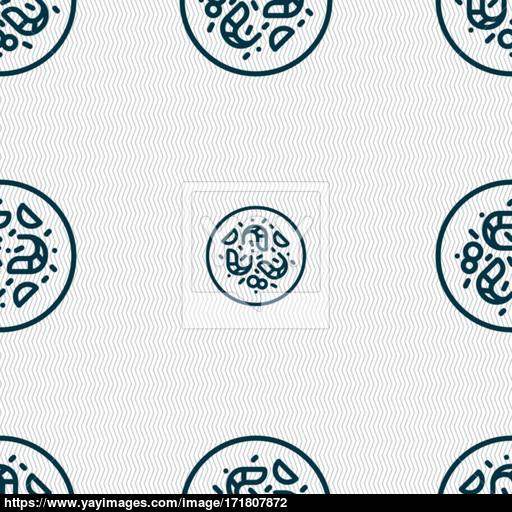 Bacteria Icon Sign Seamless Pattern With Geometric Texture
