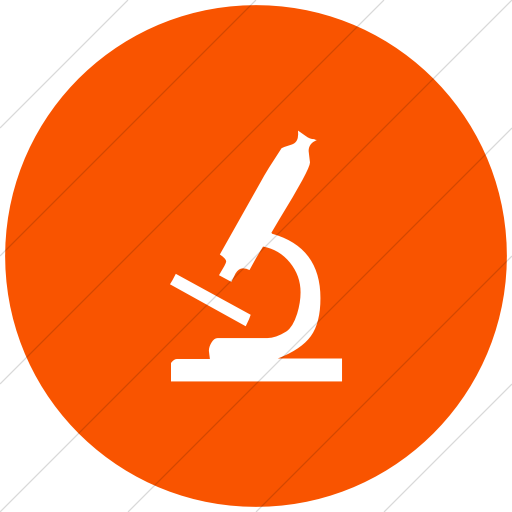 Flat Circle White On Orange Classica Microscope Icon