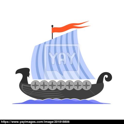 Viking Long Boat Icon Vector