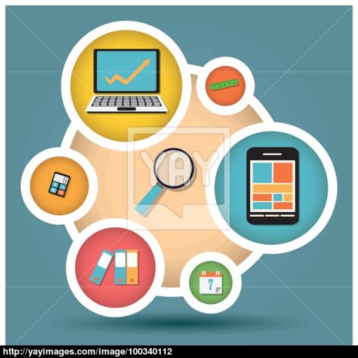 Collection Of Flat Infographic Modern Business And Office Icons