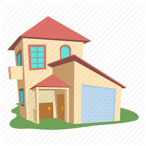 Building Cartoon Front Home Logo Modern House Roof Icon