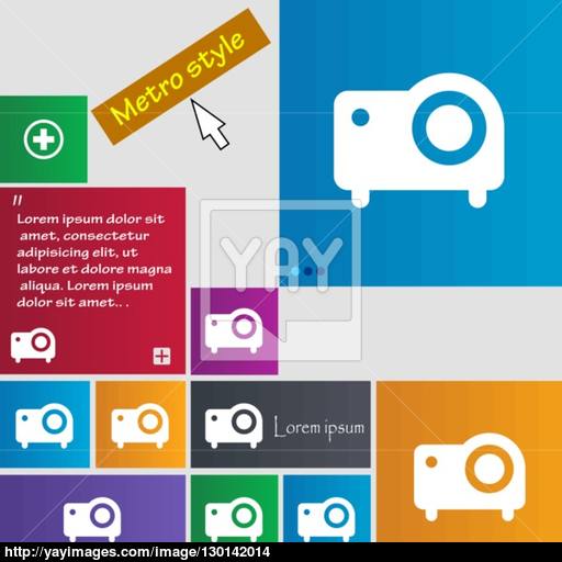 Projector Icon Sign Metro Style Buttons Modern Interface Website
