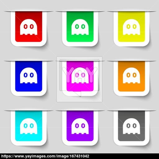 Ghost Icon Sign Set Of Multicolored Modern Labels For Your Design