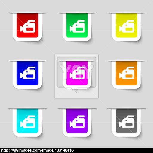 Video Camera Icon Sign Set Of Multicolored Modern Labels For Your