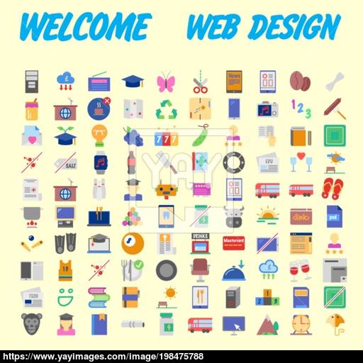 Set Of Isolated Minimal Modern Simple Elegant Colorful Icons