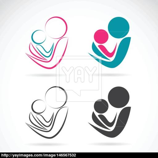 Vector Icon Image Of An Mom And Baby On White Background, Expres