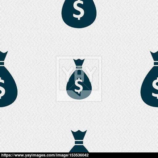 Dollar Money Bag Icon Sign Seamless Pattern With Geometric