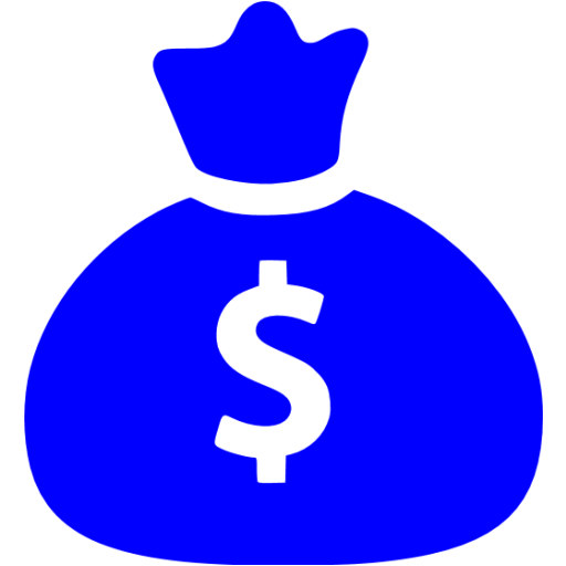 Blue Money Bag Icon