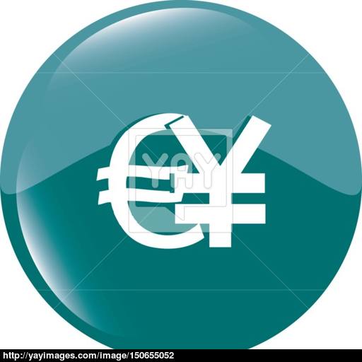 Euro And Yen Money Sign Button, Web Icon Vector Illustration