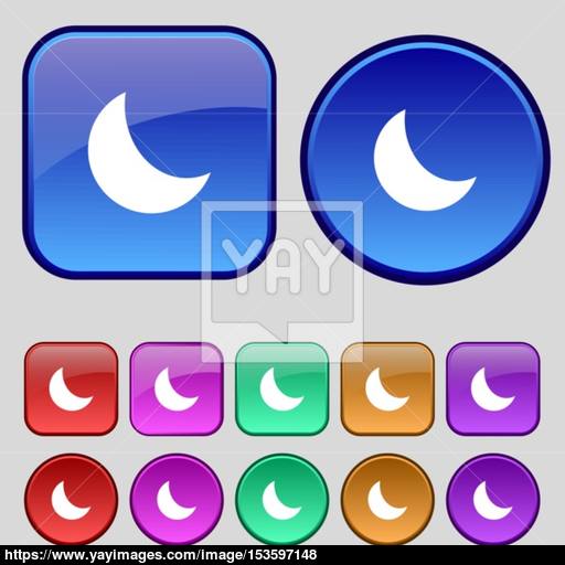 Moon Icon Sign A Set Of Twelve Vintage Buttons For Your Design