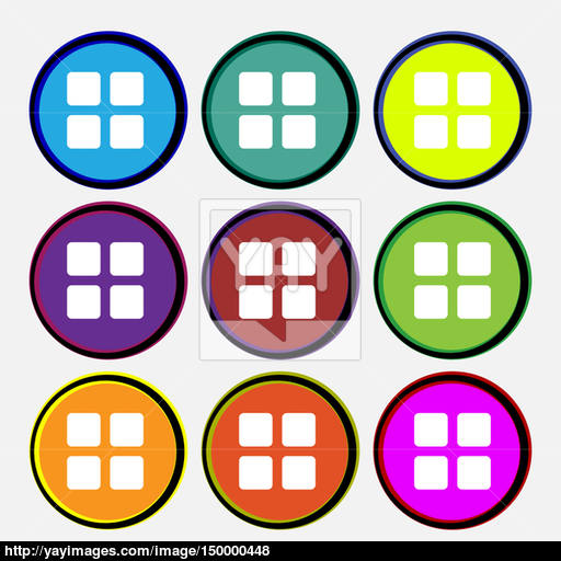 List Menu, Content View Options Icon Sign Nine Multi Colored