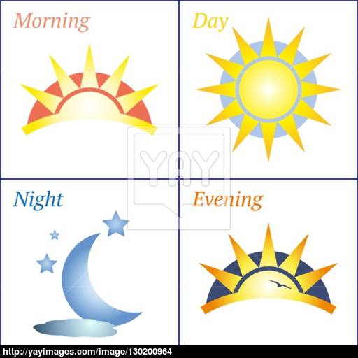 Morning Day Evening Night Icon Set Vector