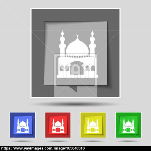 Turkish Architecture, Mosque Icon Sign On Original Five Colored
