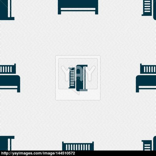 Hotel, Bed Icon Sign Seamless Abstract Background With Geometric