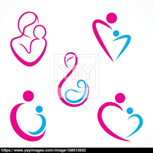 Creative Mother Baby Icon Design Concept Vector Vector