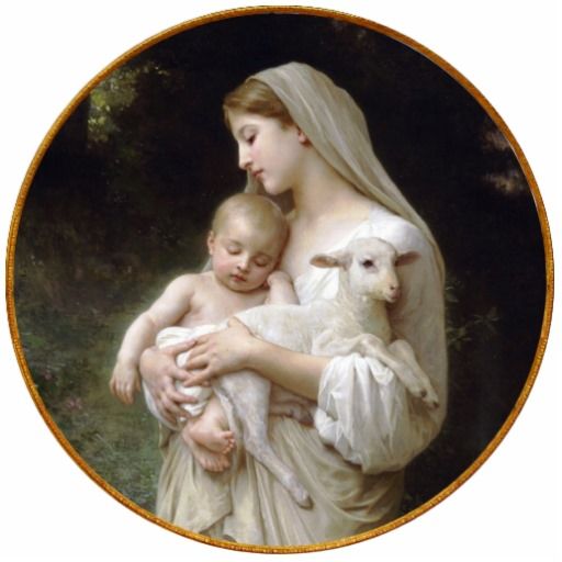 Madonna And Child With Lamb Christmas Ornament Photo Sculpture