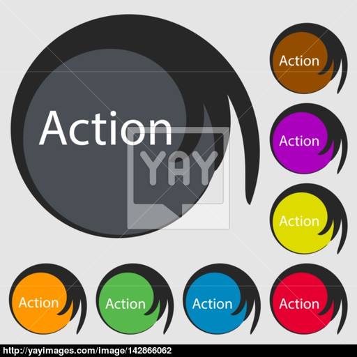 Action Sign Icon Motivation Button With Arrow Symbols On Eight
