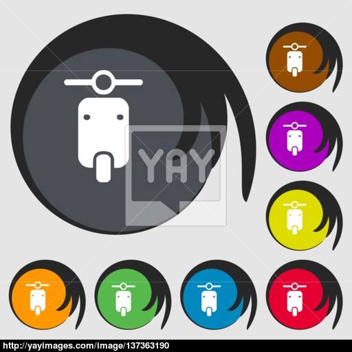 Motorcycle Icon Sign Symbol On Eight Colored Buttons Vector