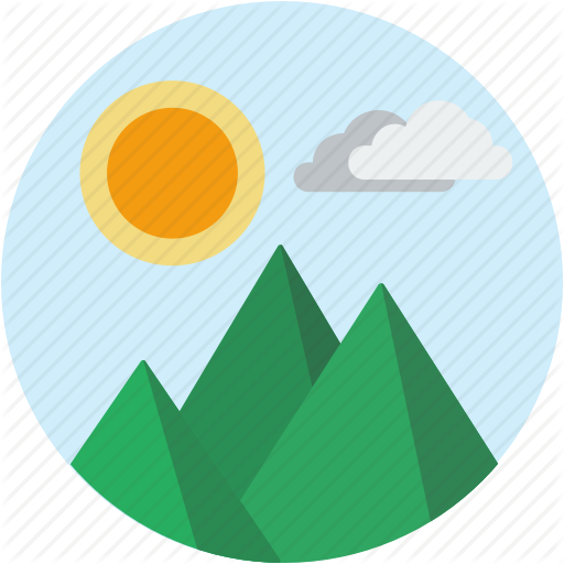 Circle, Landscape, Mountain, Scenery, Sun Icon