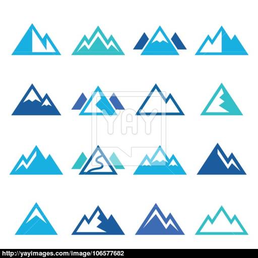 Mountain Vector Blue Icons Set Vector