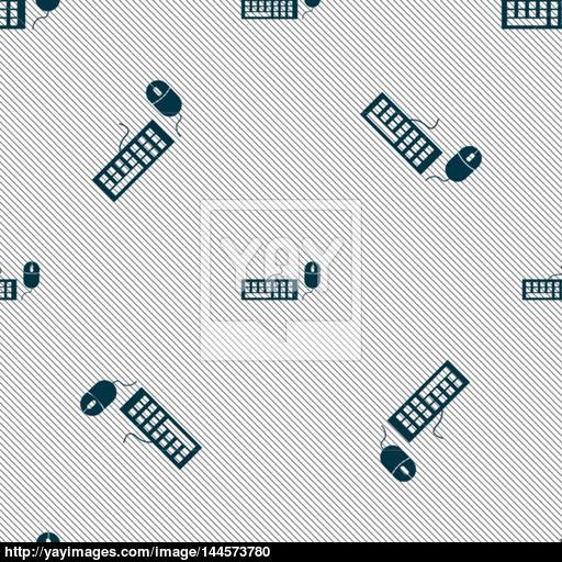 Computer Keyboard And Mouse Icon Seamless Pattern With Geometric