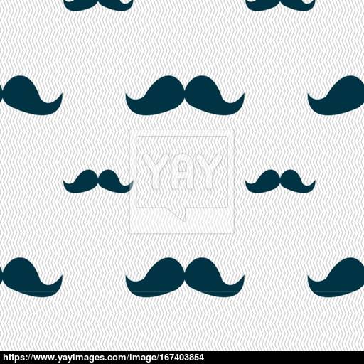 Retro Moustache Icon Sign Seamless Pattern With Geometric Texture