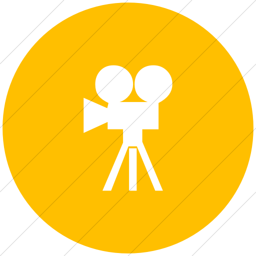 Flat Circle White On Yellow Classica Movie Camera Icon