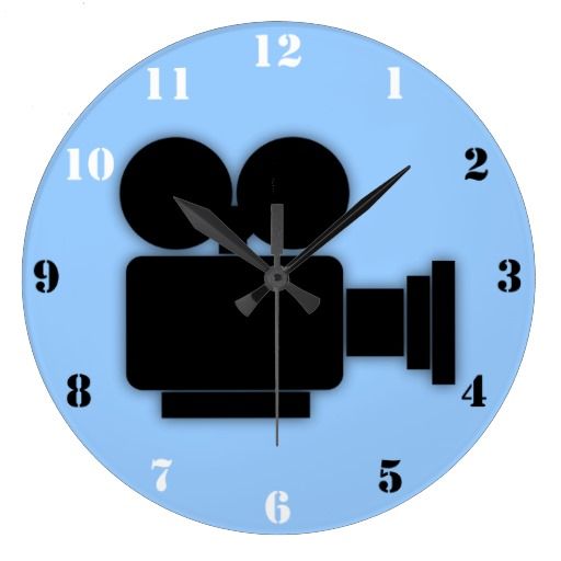 Retro Cine Camera Icon With Black White Numbers Large Clock