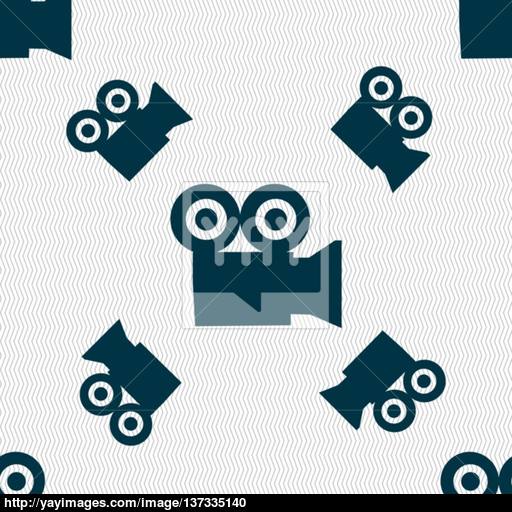 Video Camera Icon Sign Seamless Pattern With Geometric Texture