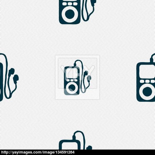 Player, Headphones, Music Icon Sign Seamless Pattern