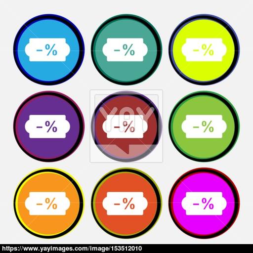 Sale Tag Icon Sign Nine Multi Colored Round Buttons Vector