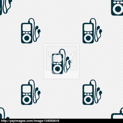 Player, Headphones, Music Icon Sign Seamless Pattern