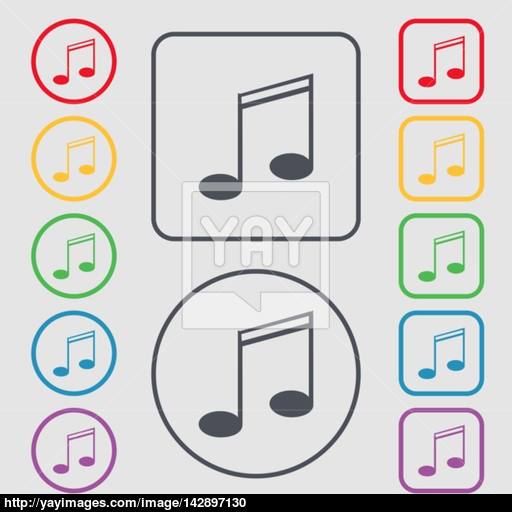 Music Note Sign Icon Musical Symbol Symbols On The Round