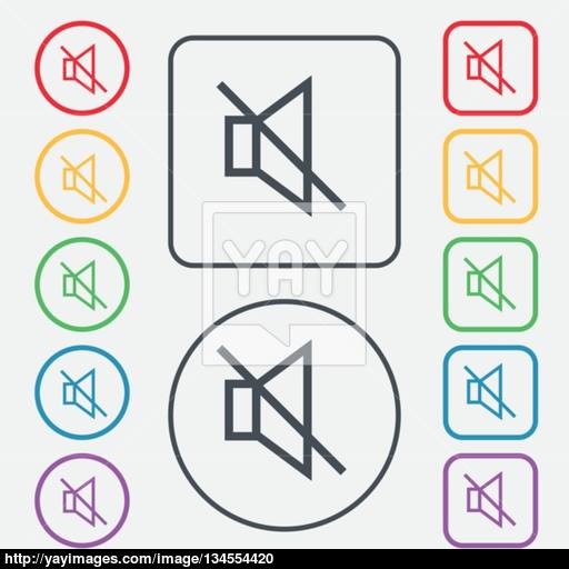 Without Sound, Mute Icon Sign Symbol On The Round And Square