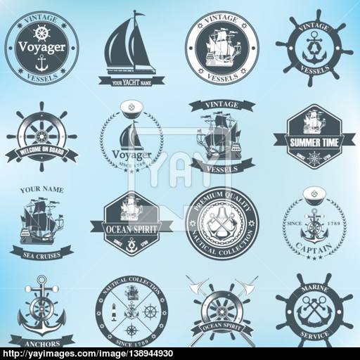 Set Of Vintage Nautical Labels, Icons And Design Elements Vector