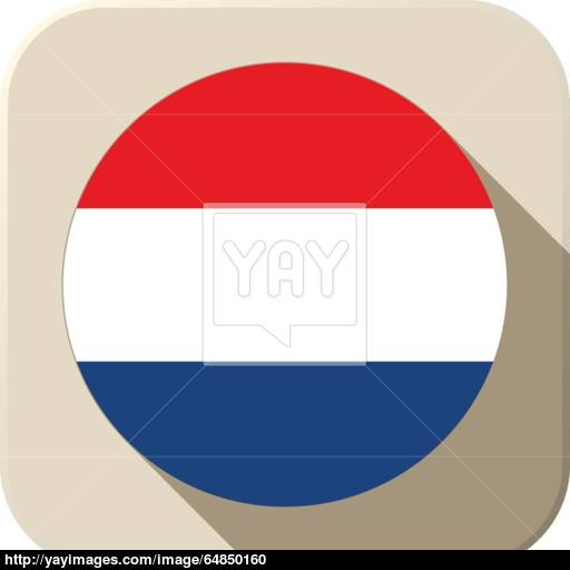 Netherlands Flag Button Icon Modern Vector