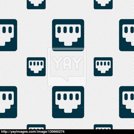 Cable Patch Cord Icon Sign Seamless Pattern With Geometric