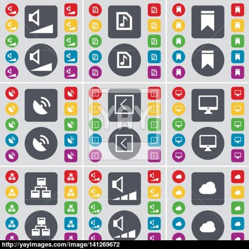 Volume, Music File, Marker, Satellite Dish, Arrow Left, Monitor