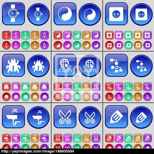 Wrist Watch, Yin Yang, Socket, Bug, Domain, Network, Tap, Scissors